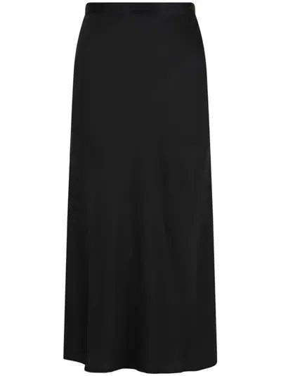 Calvin Klein Crepe Midi Skirt In Black