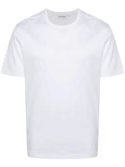 Calvin Klein Brand-embroidered Short-sleeved Stretch-jersey T-shirt In White (white Logo)