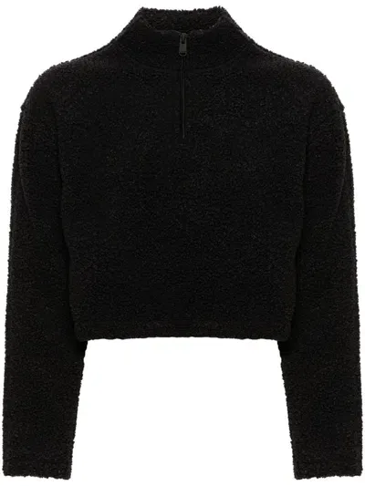 Calvin Klein Cropped Fleece Sweatshirt In Black