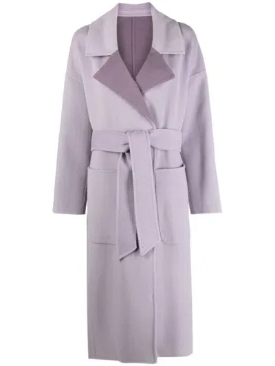 Calvin Klein Df Wool Reversible Wrap-coat In Purple