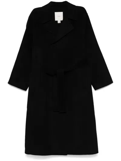 Calvin Klein Double-face Wrap Trench Coat In Black