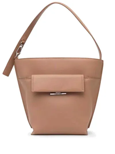 Calvin Klein Faux-leather Shoulder Bag In Brown