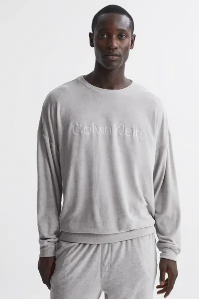 Calvin Klein Grey Underwear Terry Towelling Crew Neck Sweatshirt In Gray