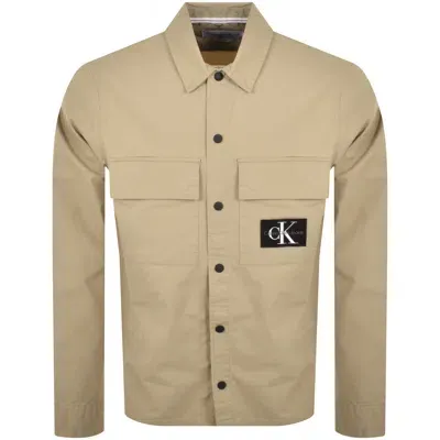 Calvin Klein Jeans Cargo Overshirt Jacket Beige