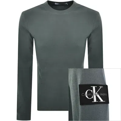 Calvin Klein Jeans Long Sleeve T Shirt Grye In Grey