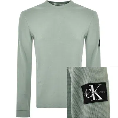 Calvin Klein Jeans Long Sleeve Waffle T Shirt Grey