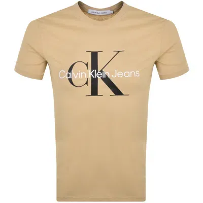 Calvin Klein Jeans Monogram Logo T Shirt Khaki