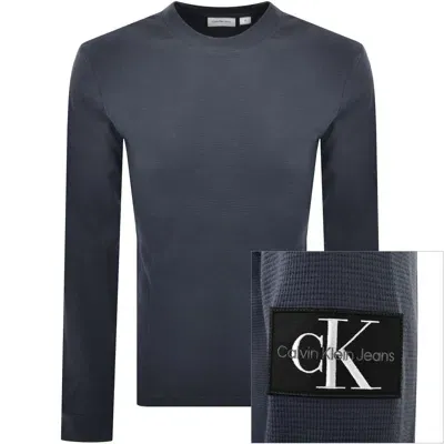 Calvin Klein Jeans Waffle T Shirt Ebony In Blue