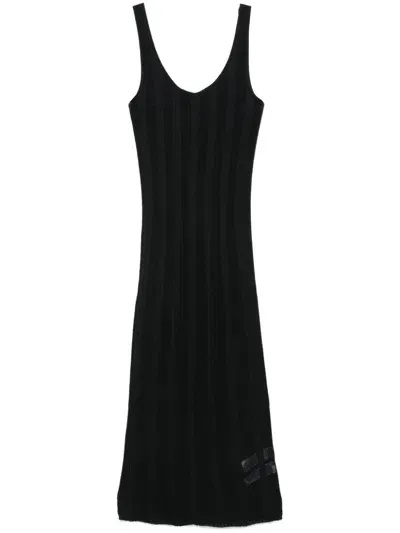 Calvin Klein Knitted Midi Dress In Black