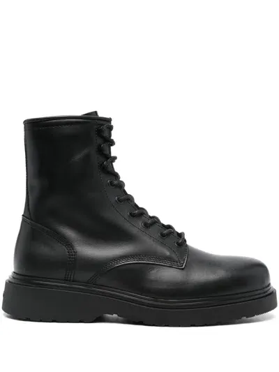 Calvin Klein Leather Boots In Black