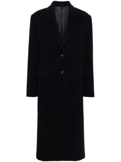 Calvin Klein Wool Herringbone Coat In Black