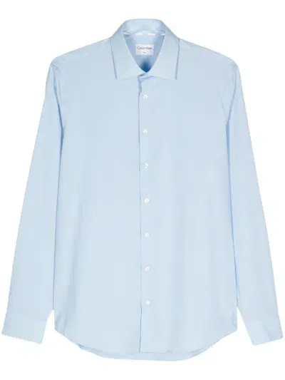 Calvin Klein All-season Stretch Slim Fit Button-up Shirt In Blue