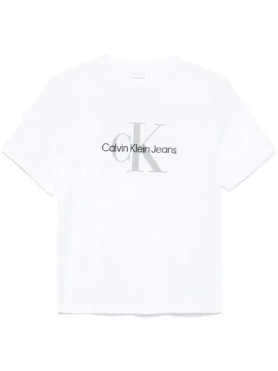 Calvin Klein Logo-embroidered T-shirt In White