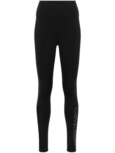 Calvin Klein Logo Performance Leggings In Black