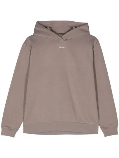 Calvin Klein Logo-print Hoodie In Grau