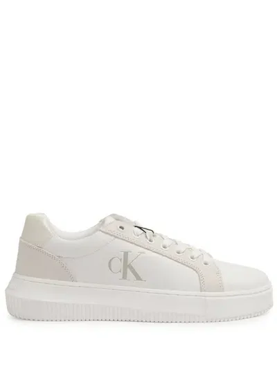 Calvin Klein Logo-print Sneakers In White