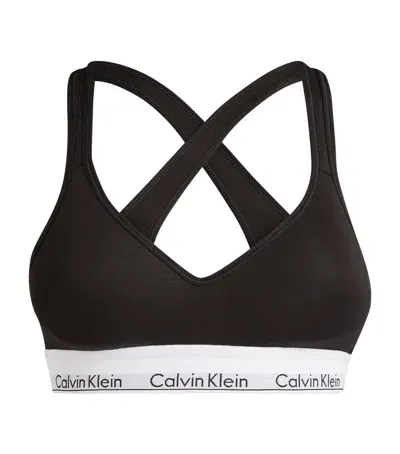 Calvin Klein Padded Logo Bralette In Black