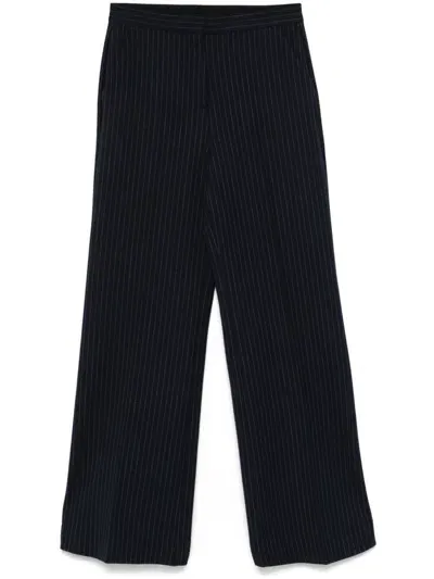 Calvin Klein Pinstriped Wide-leg Trousers In Blue