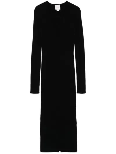 Calvin Klein Rib V-neck Midi Dress In Schwarz