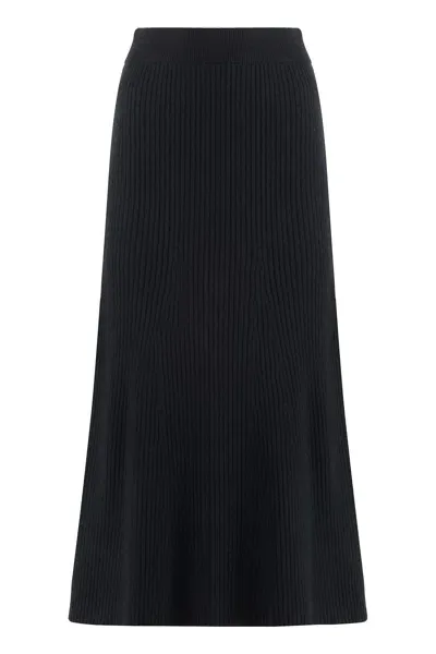 Calvin Klein Ribbed Knit Skirt In Black