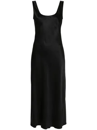 Calvin Klein Satin Slip Dress In Black