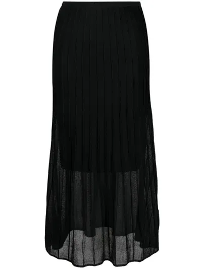 Calvin Klein Semi-sheer Construction Pleated Skirt In Black