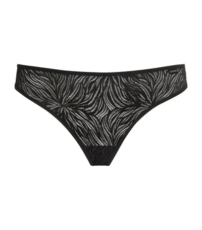 Calvin Klein Sheer Marquisette Thong In Black