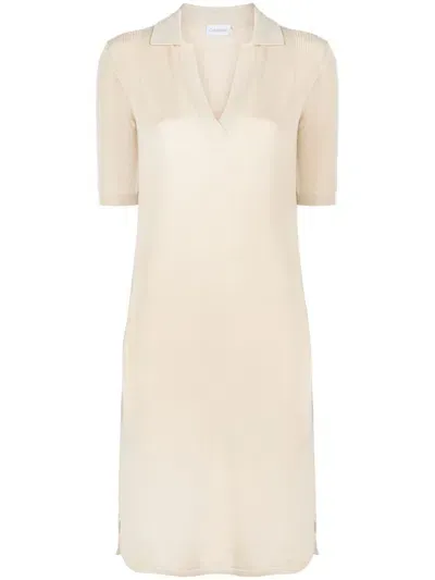 Calvin Klein Short-sleeve Knitted Dress In Nude