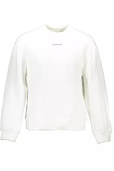 Calvin Klein Logo-print Cotton-blend Sweatshirt In Neutrals