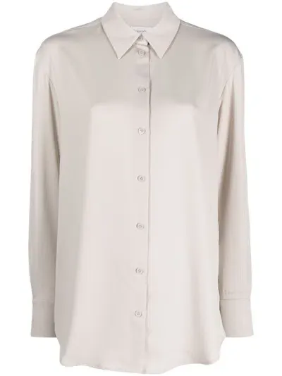 Calvin Klein Long-sleeve Buttoned Shirt In Silber