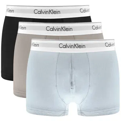 Calvin Klein Underwear 3 Pack Trunks In Blue