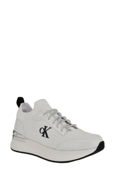 Calvin Klein Vikas Knit Sneaker In White