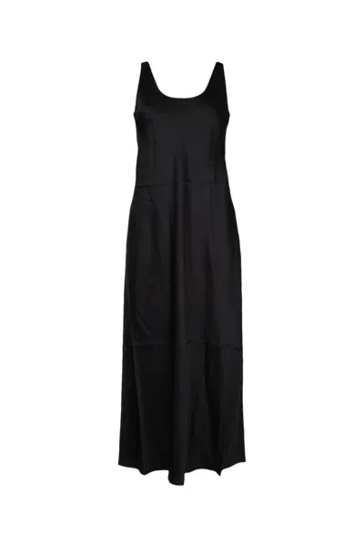 Calvin Klein Viscose Satin Slip Dress In Blackarchroma