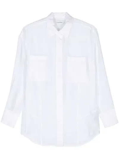 Calvin Klein Voile Shirt In White