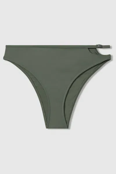 Calvin Klein Wetlands Green Underwear Asymmetric Cut-out Bikini Bottoms