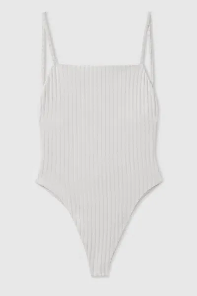 Calvin Klein White Underwear Ribbed Low-back Swimsuit