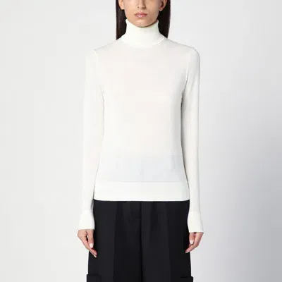 Calvin Klein White Wool Turtleneck Sweater In Black