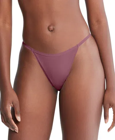 Calvin Klein Women's Ideal Stretch Micro High-leg String Bikini Underwear Qd5176 In Mauve Wine