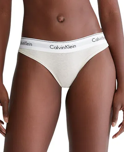 Calvin Klein Women's Modern Cotton Bikini Underwear F3787 In Oatmeal Heather