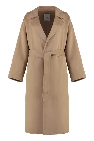 Calvin Klein Wool Long Coat In Beige