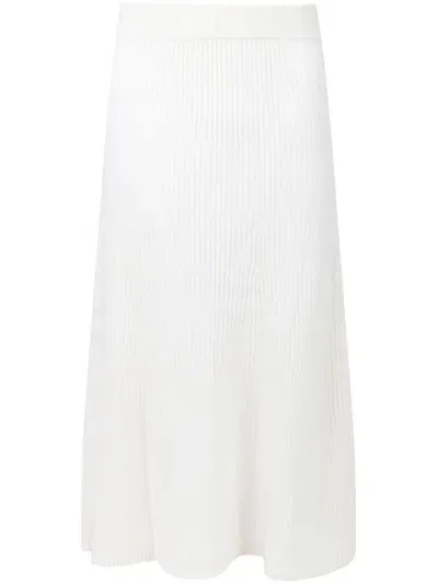 Calvin Klein Wool Midi Skirt In White