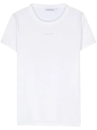 Calvin Klein T-shirt Con Logo Goffrato In White