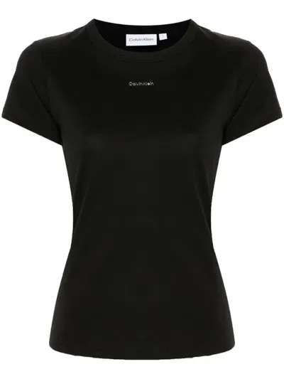 Calvin Klein Raised-logo Cotton T-shirt In Black