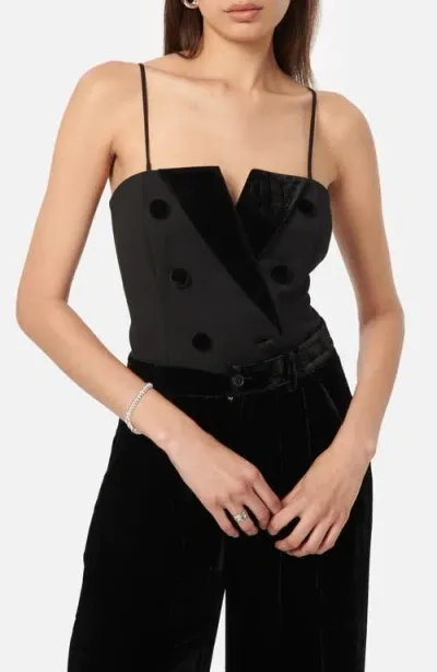 Cami Nyc Andara Double Breasted Crepe Bodysuit In Black