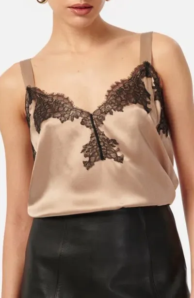 Cami Nyc Beatrice Lace Trim Silk Camisole In Champagne