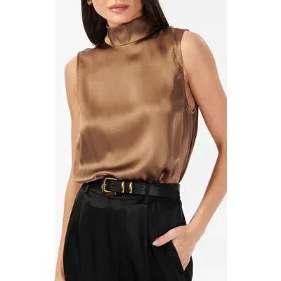 Cami Nyc Delancey Mock Neck Silk Charmeuse Bodysuit In Nutshell