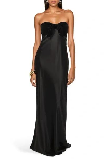 Cami Nyc Lavinia Strapless Mixed Media Gown In Black