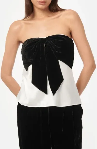 Cami Nyc Lora Velvet Bow Strapless Silk Top In White