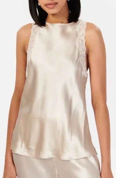 Cami Nyc Ronan Lace Detail Silk Charmeuse Tank Top In Oat