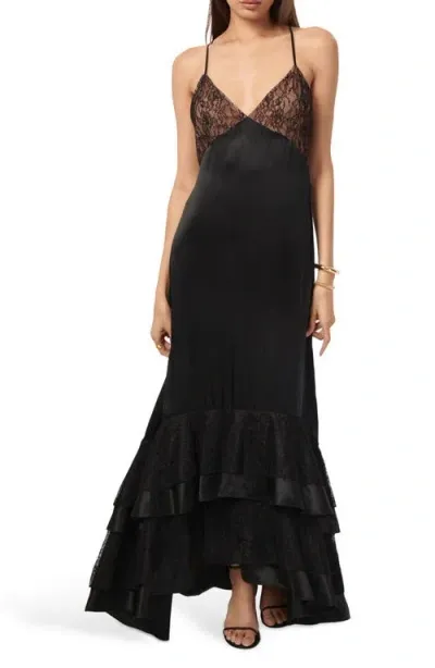 Cami Nyc Seville Lace & Silk Charmeuse Maxi Dress In Black